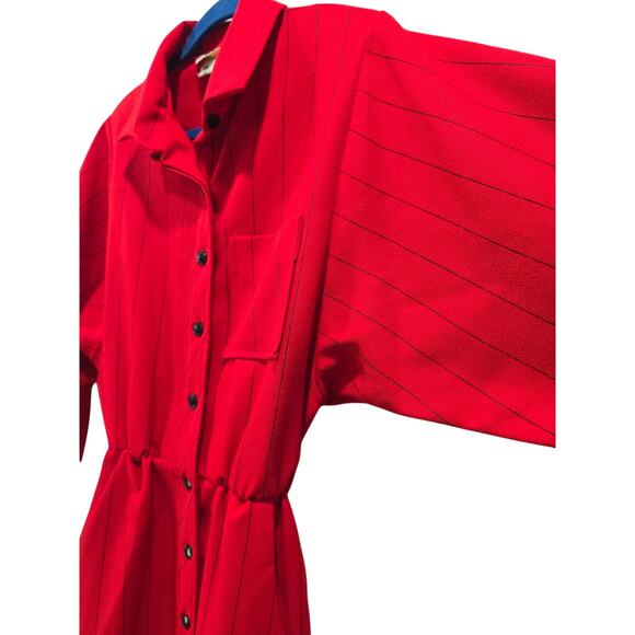 Vintage 1980s Sears“The Fashion Place” Red Striped Shirt Dress – Size 16 (union) - Picture 5 of 16